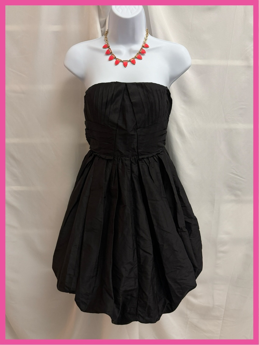 Calypso St. Barth Lantern Black Strapless Bubble-Hem Mini Dress Size 4